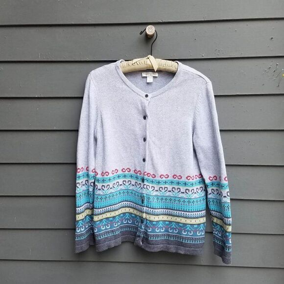 Christopher and Banks Gray Multi Color Ski Like Cardigan size XL - Picture 13 of 13
